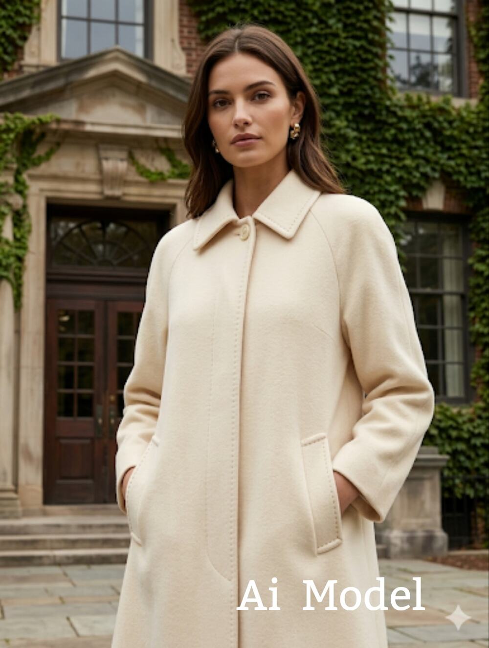 Vtg Per Te by Krizia Cream Coat | 100% Virgin Wool Piacenza Italy | IT 46 US 10